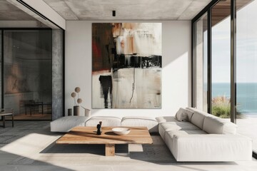 Modern living room, fireplace