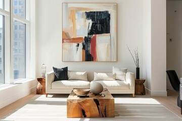 Obraz premium Modern living room, fireplace