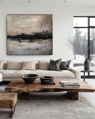 Modern living room, fireplace