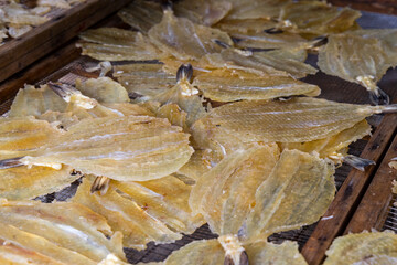 Dry fish sell in the seafood store