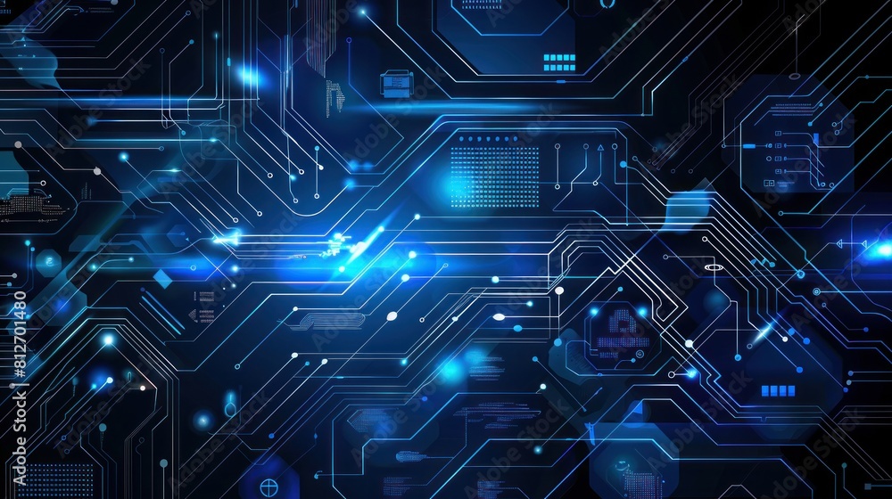 Poster a futuristic technology background with a hi-tech digital pattern, featuring abstract circuit-like d