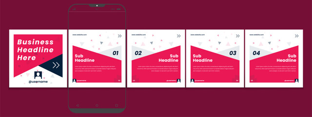 Set of LinkedIn carousel post, social media Instagram carousel post, modern and editable business carousel template design © Tarek Digital