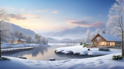 The winter scene's serene surroundings encourage viewers to take a moment to stop and take in the beauty of nature throughout the festive season.