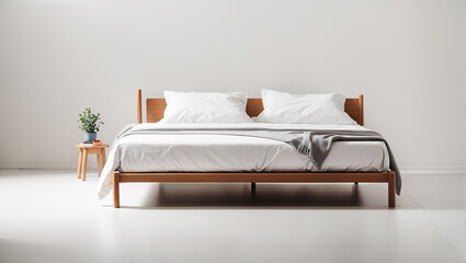 modern bed on white background