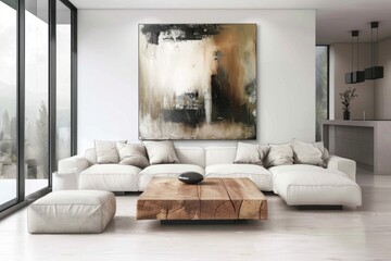 Modern living room, fireplace