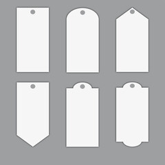 Big set of vector cardboard gift tags, name card, discount label. Templates for cookie cutters or vintage labels.