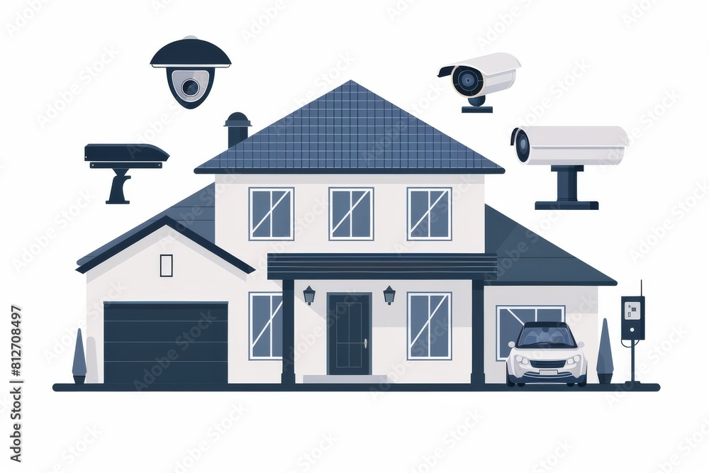 Poster live monitoring in smart homes features cameras that film in 5g networks, protected by watchful meas