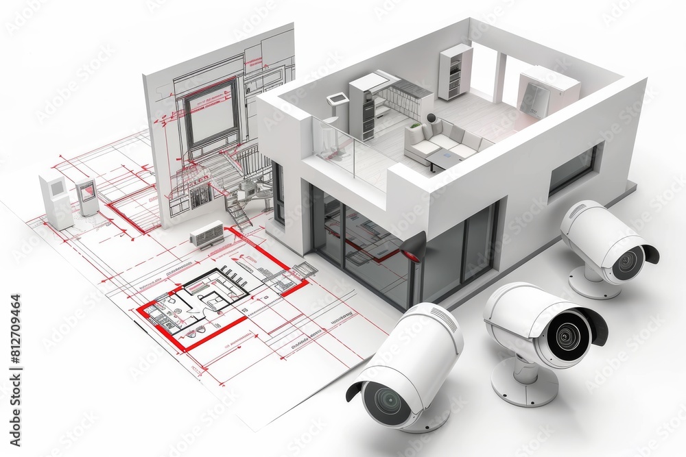 Aufkleber smart home surveillance integrates cctv visuals, creating three-dimensional security measures that e
