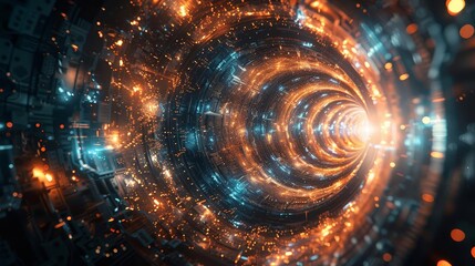 Depict a particle collider experiment where scientists study the behavior of subatomic particles, unlocking the mysteries of quantum physics