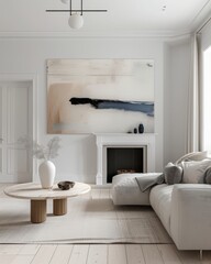 Modern living room, fireplace