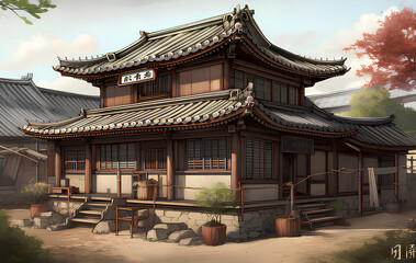 Fototapeta premium Traditional oriental house, elegant and stylish house