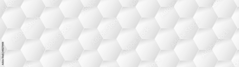 Poster Abstract background with white geometric hexagon. Modern minimal trendy lines pattern horizontal. Vector illustration