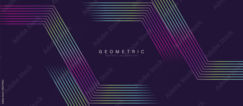Aufkleber abstract background with vivid geometric hexagon lines. futuristic digital hi-technology horizontal 