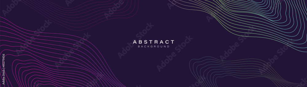 Poster abstract background with vivid geometric wavy lines. modern minimal trendy lines pattern horizontal.
