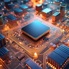 Fototapeta premium Close image of a board with micro chips
