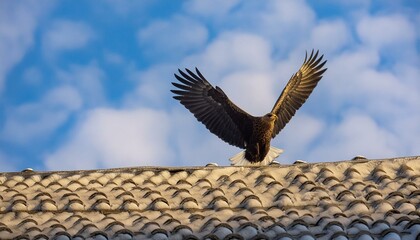 The majestic eagle soars through the sky, a symbol of freedom, a wonder why."oiseau, aigle, volant, vol, ciel, faune, mouche, ailes, faucon, nature, animal,