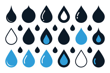 Set of water icon Silhouette Design with white Background and Vector Illustration on white background