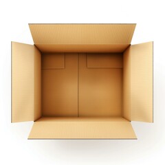 Top View of an Open Empty Cardboard Box Isolated on a White Background