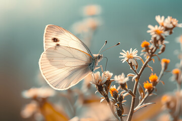 a butterfly perched on a flower, showcasing the delicate beauty of pollinators in nature