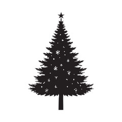 Christmas tree silhouette on white background