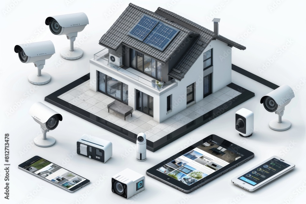 Poster modern technology in cctv systems ensures safe surveillance through white security measures, integra