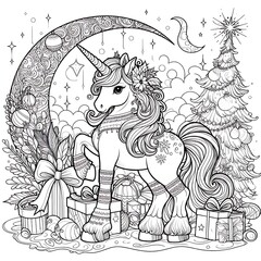 Fototapeta premium A coloring page of a unicorn image art photo used for printing card design illustrator illustrator.