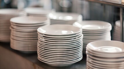 Obraz premium A tidy row of plates.