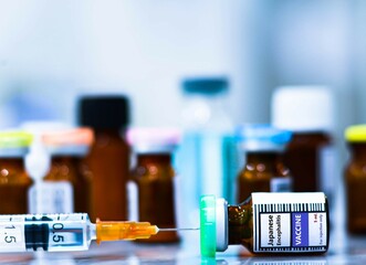 Vaccine bottles and syringes for preventing japanese encephalitis.