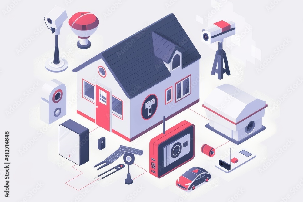 Poster advanced surveillance through office-based security cameras integrates infrared technology with wi-f