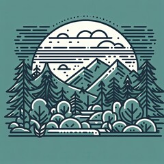 nature landscape with trees and mountains