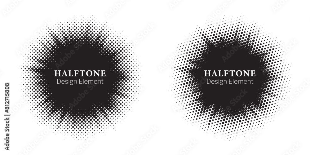 Poster Halftone Background. Glowing light Halftone effect. Abstract grunge Starburst halftone dots background set. Star Flare, Shine light halftone texture. Retro background, pop art style.