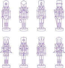 Nutcracker Toy Soldier Line Icon Concept Set Collection