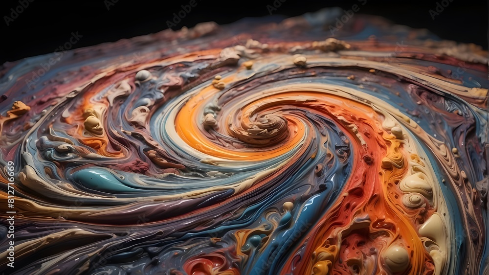 Poster the eruptions of multicolored swirls take viewers to far-off galaxies and cosmic occurrences beyond 