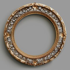 A vintage empty gold frame embedded with diamonds.