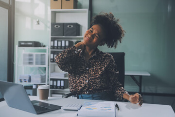 Asian women Aches from working She felt like relaxing