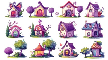 Obraz premium Charming Whimsical Fantasy Cottages and Fairy tale Inspired Homes in Enchanting Storybook Landscapes