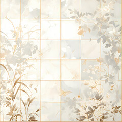 Luxurious and Exquisite Wall Decoration with Detailed Marble Textures and Artistic Gold Accents