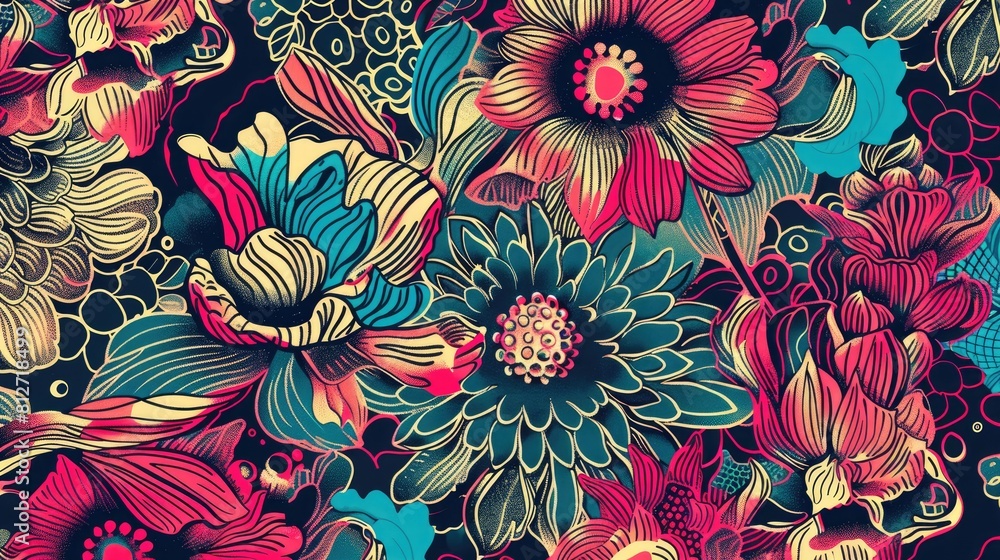 Poster design patterns in digital and fabric design