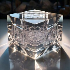 3d render of a cube, 3d render of a block, cube shape diamond with beautiful pattern - obrazy, fototapety, plakaty