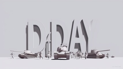 Normandy Landing 3D illustration. Suitable for greeting card, poster and banner. Generative Ai.