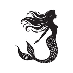 mermaid  silhouette isolated on white background