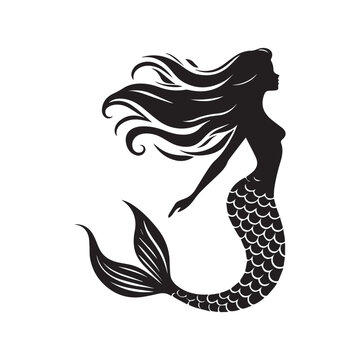 recommend clip art: mermaid  silhouette isolated on white background