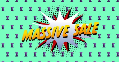 Obraz premium Image of massive sale text over retro vibrant pattern background