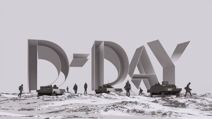 Normandy Landing 3D illustration. Suitable for greeting card, poster and banner. Generative Ai.