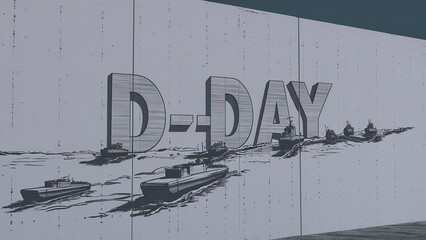 Normandy Landing 3D illustration. Suitable for greeting card, poster and banner. Generative Ai. - obrazy, fototapety, plakaty