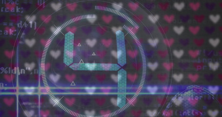 Image of rows of hearts, scope and countdown