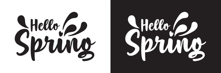 Hello Spring collection text banner. Handwriting Hello Spring set lettering. Hand drawn vector art. isolated on white and black background. EPS 10 