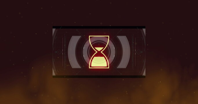 Image of hourglass symbols spinning over dark background - Powered by Adobe