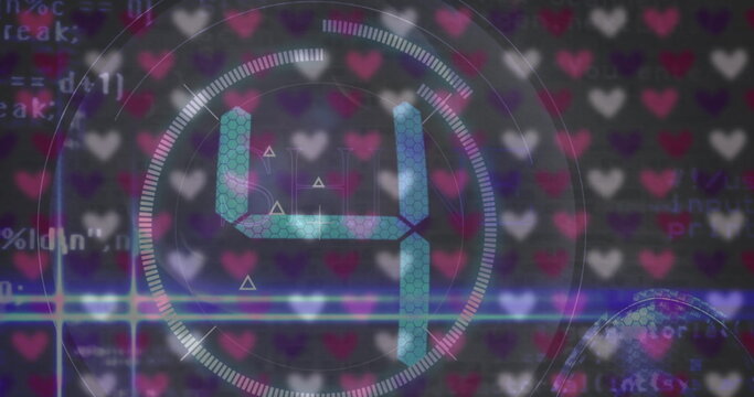 Image of rows of hearts, scope and countdown
