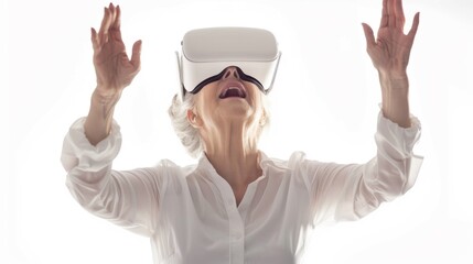 Senior Woman Using VR Headset
